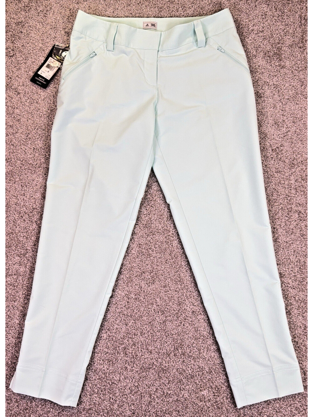 Adidas Contrast Golf Pants Womens 6 Green/White Cropped Pockets Lightweight NWT
